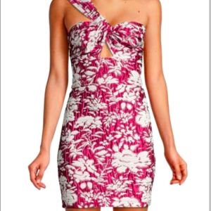 Livie Asymmetric Floral Jacquard Mini Sheath Dress